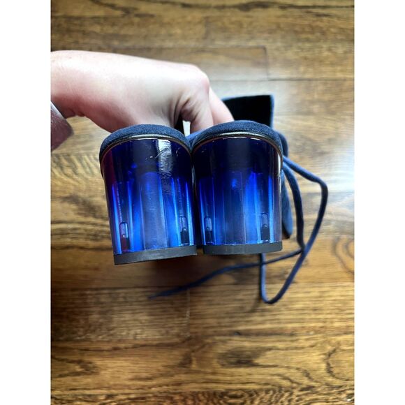 NIB Free People Lucite Block Heel Wrap Suede Heel Mules Blue Women's Size 7.5 - Picture 6 of 13